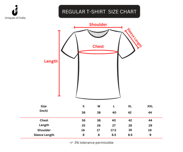 regular tshirt size chart